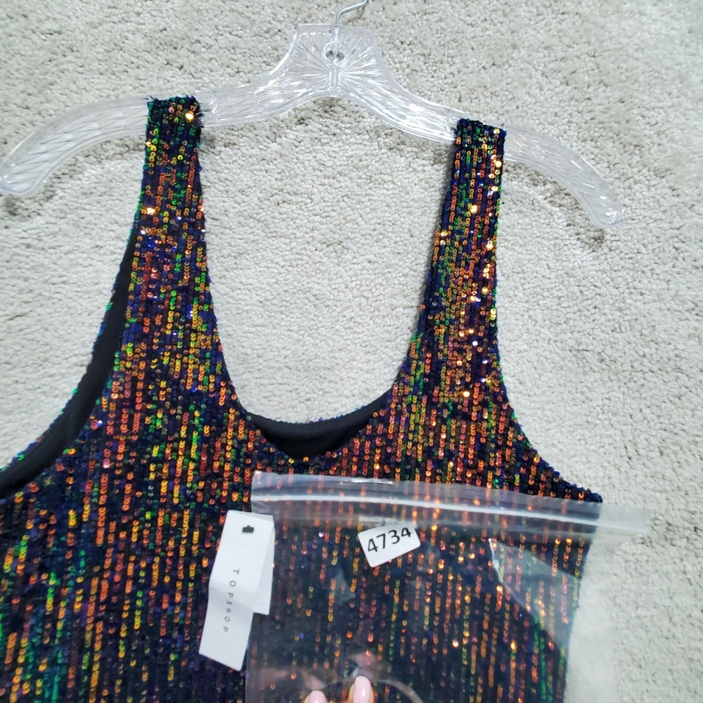 Topshop Mini Dress‎ Women's 10 Multicolor Irredecent  Stretch Sequin Formal - Picture 10 of 10